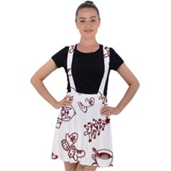 Red And White Christmas Breakfast  Velvet Suspender Skater Skirt by ConteMonfrey