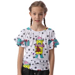 Little Bull Wishes You A Merry Christmas  Kids  Cut Out Flutter Sleeves