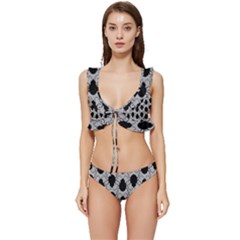 Pattern Beetle Insect Black Grey Low Cut Ruffle Edge Bikini Set by Hannah976