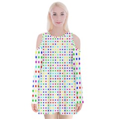 Dots Color Rows Columns Background Velvet Long Sleeve Shoulder Cutout Dress by Hannah976