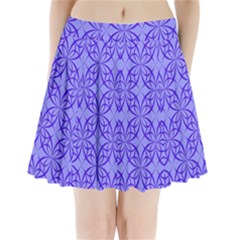 Decor Pattern Blue Curved Line Pleated Mini Skirt