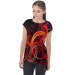 Background Fractal Abstract Cap Sleeve High Low Top by Hannah976