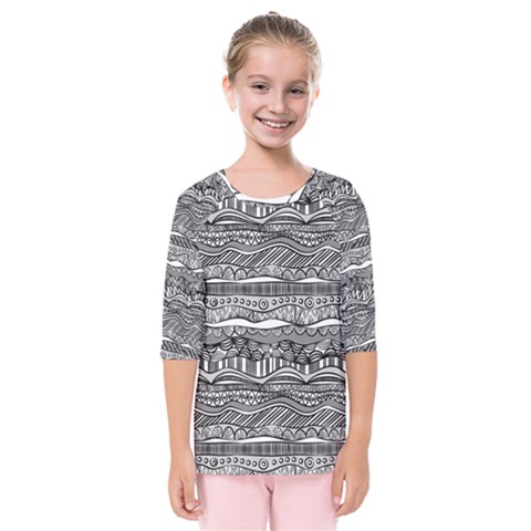 Ethno Seamless Pattern Kids  Quarter Sleeve Raglan T-shirt by Hannah976