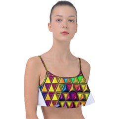 Cube Diced Tile Background Image Frill Bikini Top