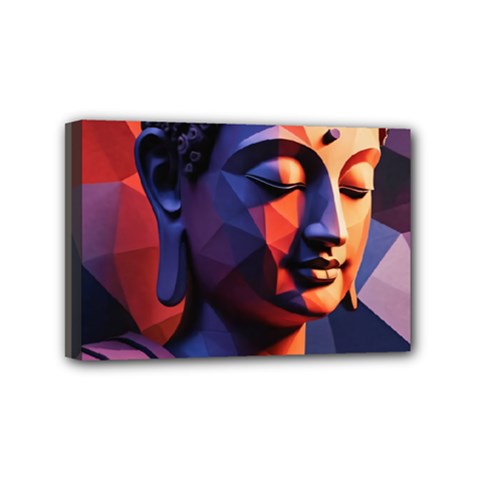 Let That Shit Go Buddha Low Poly (6) Mini Canvas 6  X 4  (stretched) by 1xmerch