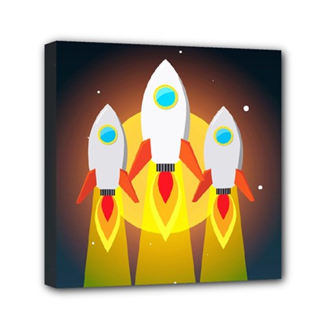 Rocket Take Off Missiles Cosmos Mini Canvas 6  X 6  (stretched) by Sarkoni