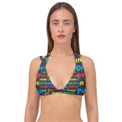 Red Yellow Blue Green Purple Double Strap Halter Bikini Top