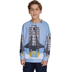 Rocket Shuttle Spaceship Science Kids  Crewneck Sweatshirt