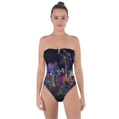 Grunge Paint Splatter Splash Ink Tie Back One Piece Swimsuit