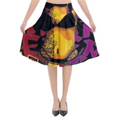 Xtreme Skateboard Graffiti Flared Midi Skirt by Sarkoni