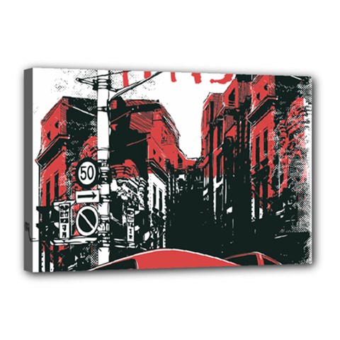Cars City Fear This Poster Canvas 18  X 12  (stretched) by Sarkoni