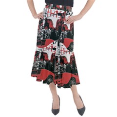 Cars City Fear This Poster Midi Mermaid Skirt by Sarkoni