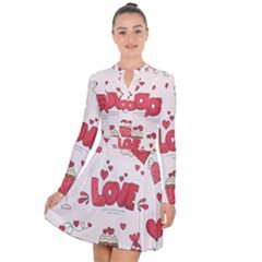 Hand Drawn Valentines Day Element Collection Long Sleeve Panel Dress