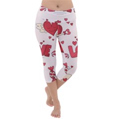 Hand Drawn Valentines Day Element Collection Lightweight Velour Capri Yoga Leggings