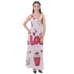 Hand Drawn Valentines Day Element Collection Sleeveless Velour Maxi Dress