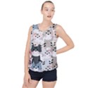 Cute Cat Couple Seamless Pattern Cartoon Bubble Hem Chiffon Tank Top View1