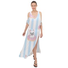 French Bulldog Dog Seamless Pattern Maxi Chiffon Cover Up Dress