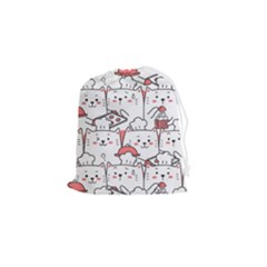 Cute Cat Chef Cooking Seamless Pattern Cartoon Drawstring Pouch (small) by Bedest