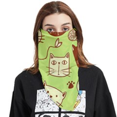 Cute Hand Drawn Cat Seamless Pattern Face Covering Bandana (triangle) by Bedest