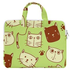 Cute Hand Drawn Cat Seamless Pattern Macbook Pro 16  Double Pocket Laptop Bag 