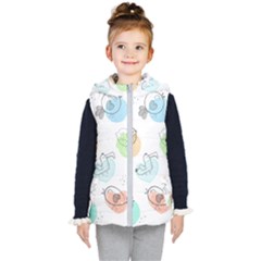 Cartoon Bird Cute Doodle Bird Kids  Hooded Puffer Vest