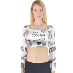 I Love Cooking Baking Utensils Knife Long Sleeve Crop Top by Apen