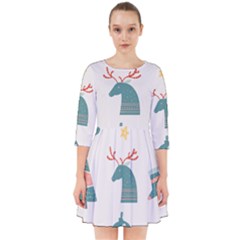 Reindeer Stars Socks Stick Smock Dress by Apen