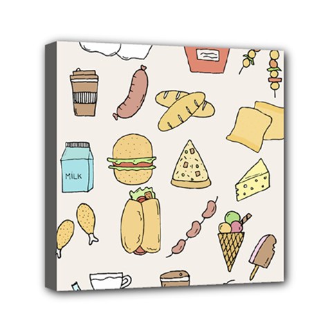 Dinner Meal Food Snack Fast Food Mini Canvas 6  X 6  (stretched) by Apen