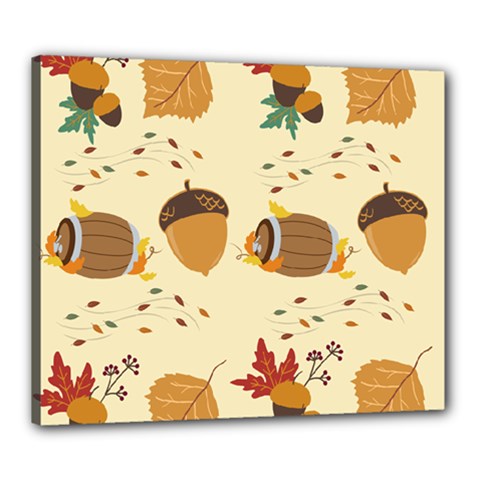 Leaves Foliage Acorns Barrel Canvas 24  X 20  (stretched) by Apen