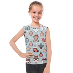 Christmas Cartoon Pattern Kids  Mesh Tank Top