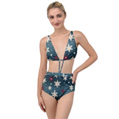 Snowflakes Winter Snow Tied Up Two Piece Swimsuit by Apen