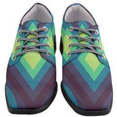 Pattern Blue Green Retro Design Women Heeled Oxford Shoes by Ravend