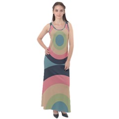 Circles Design Pattern Tile Sleeveless Velour Maxi Dress