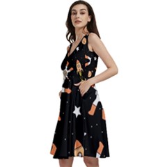 Astronaut Space Rockets Spaceman Sleeveless V-neck Skater Dress With Pockets