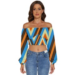 Pattern Triangle Design Repeat Long Sleeve Crinkled Weave Crop Top