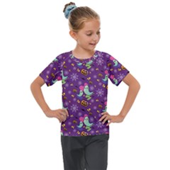 Pumpkins Ghosts Skeleton Pattern Kids  Mesh Piece T-shirt