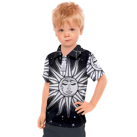 Sun Moon Star Universe Space Kids  Polo T-shirt by Ravend