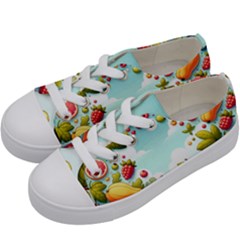 Fruits Sweet Papaya Orange Pattern Kids  Low Top Canvas Sneakers