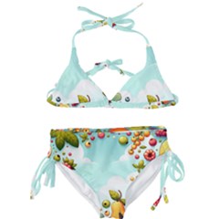 Fruits Sweet Papaya Orange Pattern Kids  Classic Bikini Set