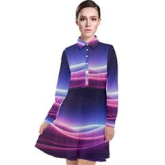 Cosmic Galaxy Quantum Art Nature Long Sleeve Chiffon Shirt Dress by Ravend