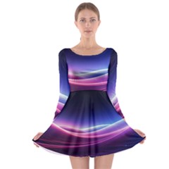Cosmic Galaxy Quantum Art Nature Long Sleeve Skater Dress by Ravend
