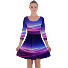 Cosmic Galaxy Quantum Art Nature Quarter Sleeve Skater Dress by Ravend