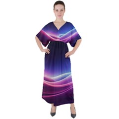 Cosmic Galaxy Quantum Art Nature V-neck Boho Style Maxi Dress