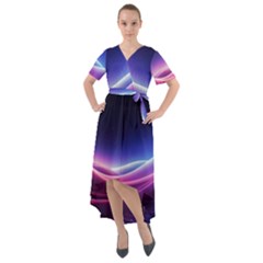 Cosmic Galaxy Quantum Art Nature Front Wrap High Low Dress by Ravend