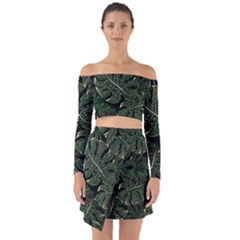 Monstera Plant Tropical Jungle Off Shoulder Top With Skirt Set