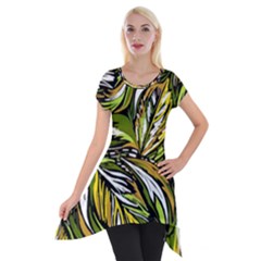 Foliage Pattern Texture Background Short Sleeve Side Drop Tunic by Ravend