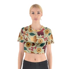 Autumn Leaves Colours Season Cotton Crop Top by Ravend