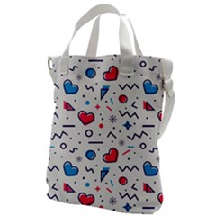 Hearts Seamless Pattern Memphis Style Canvas Messenger Bag by Grandong