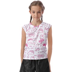 Cute Girly Seamless Pattern Kids  Raglan Cap Sleeve T-shirt