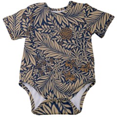 Brown Vintage Background Vintage Floral Pattern, Brown Baby Short Sleeve Bodysuit by nateshop